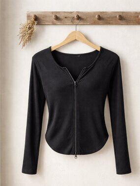 Alo Ribbed Zip-Up Top Size Medium